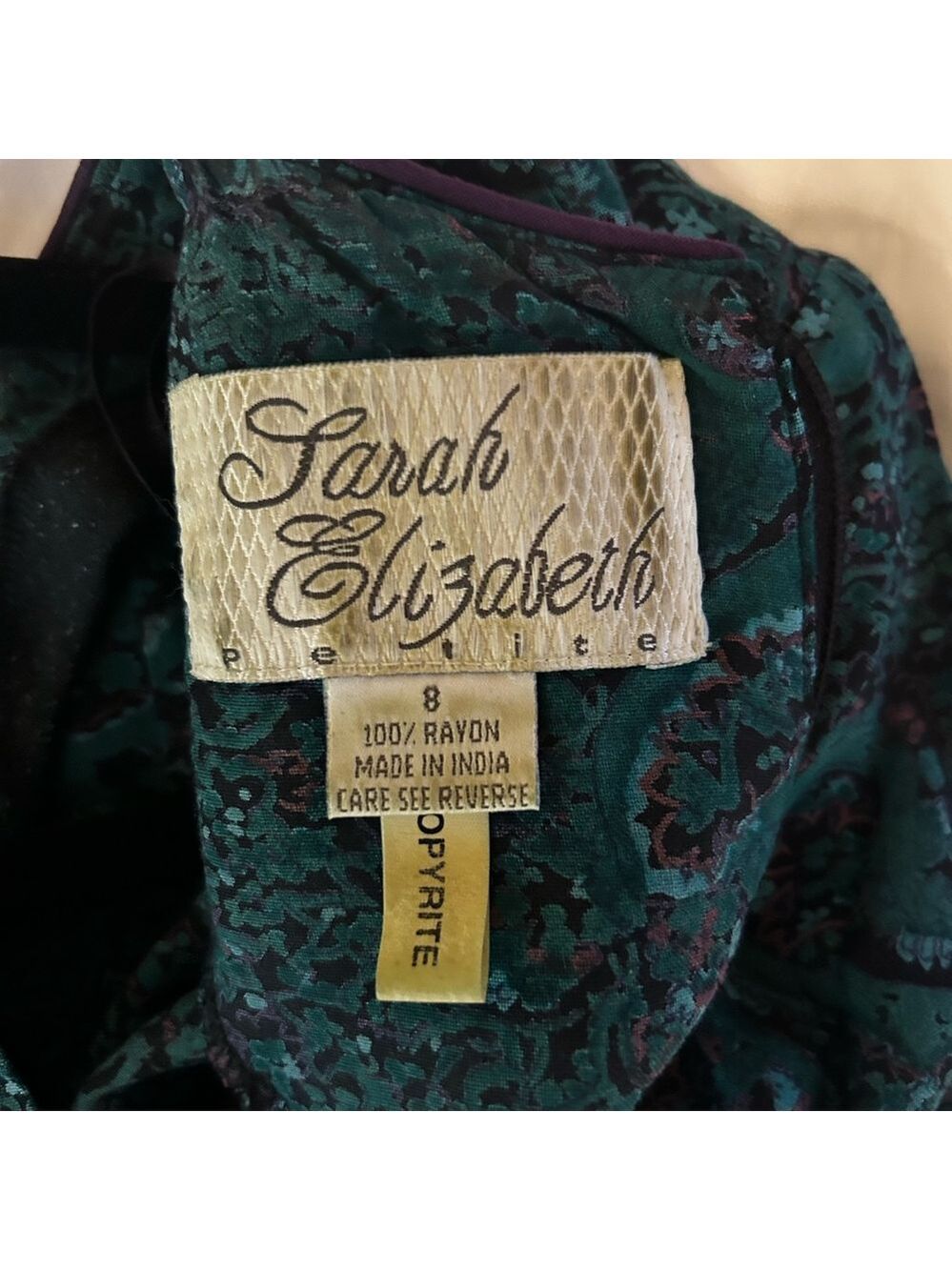 90s Cottagecore Darkacademia Emerald Green Dress Size 8P - Picture 6 of 12